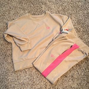 Reebok Kids Tan and Pink Jogger Set